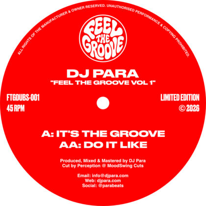 DJ Para - Feel The Groove Vol 1 - Black 10" Lathe Cut Vinyl Dubplate (Feel The Groove Records)